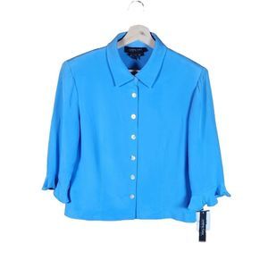 Cynthia Howie Maggy Boutique 100% Silk Blue Jacket/Blouse Women's size 12 New